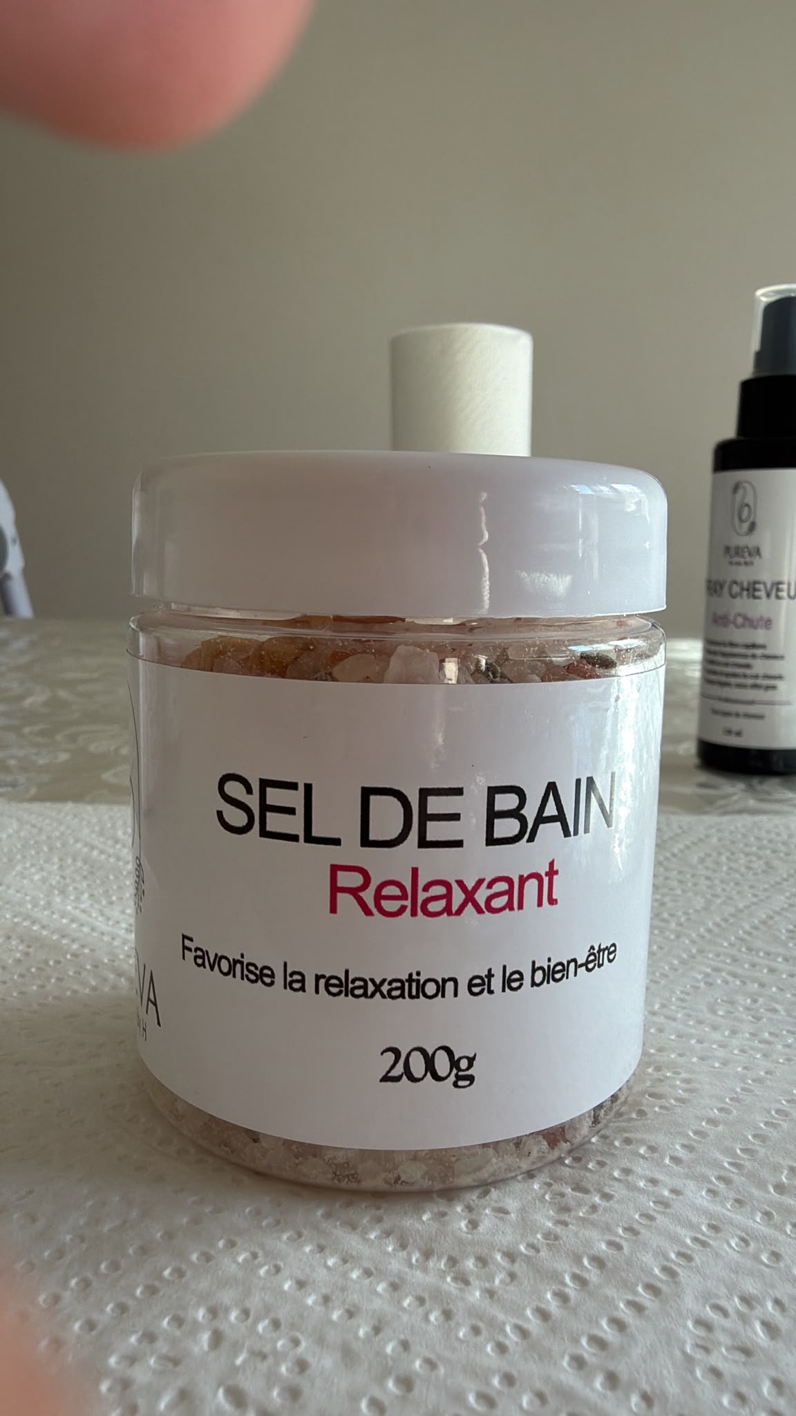 Sel de bain relaxant Pureva 200 g, face avant